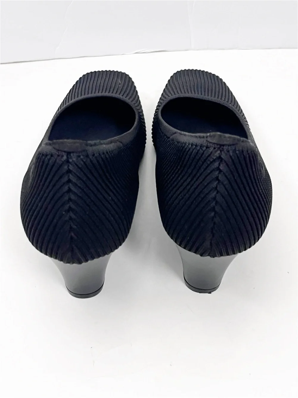 VIVAIA Black Square Toe Wedge Heel Slip On Loafers Shoes EU42 Casual Comfort